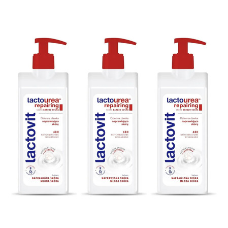 Zestaw: 3x Lactovit Lactourea Repairing naprawiający balsam do ciała 400ml