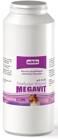 MIKITA MEGAVIT Fosforan wapnia A+D3 dla szczeniąt na kości 400tabl.