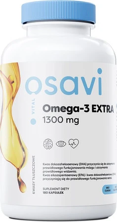OSAVI Omega-3 Extra, 650 mg - smak cytrynowy 180 kaps.