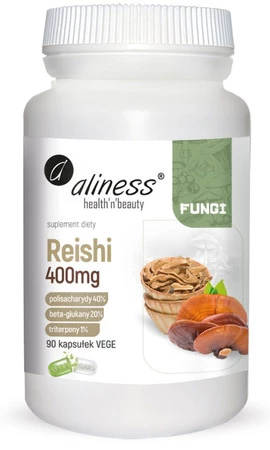 Aliness Reishi ekstrakt owocniki 40/20/1, 400mg x 90 kaps. Vege