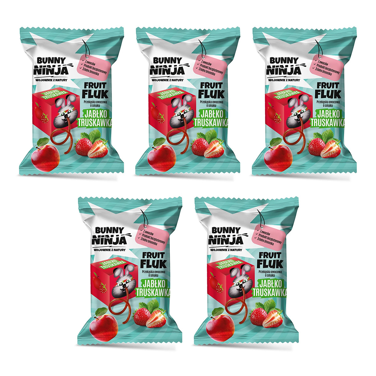 Zestaw 5x Fruit Fluk o smaku jabłko-truskawka 15 g - Nabea.pl