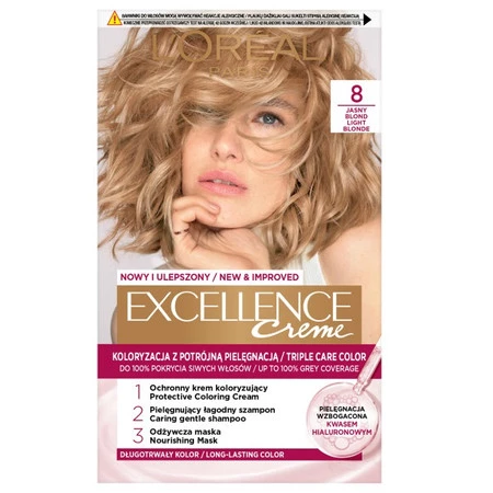 Excellence Creme farba do włosów 8 Jasny Blond
