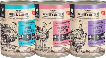 WIEJSKA ZAGRODA Jagnięcina z Krylem bez zbóż dla kotów 400g