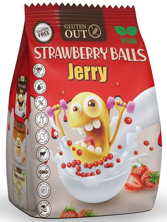 JERRY GLUTEN OUT KULKI ZBOŻOWE TRUSKAWKOWE BEZGLUTENOWE 375 g