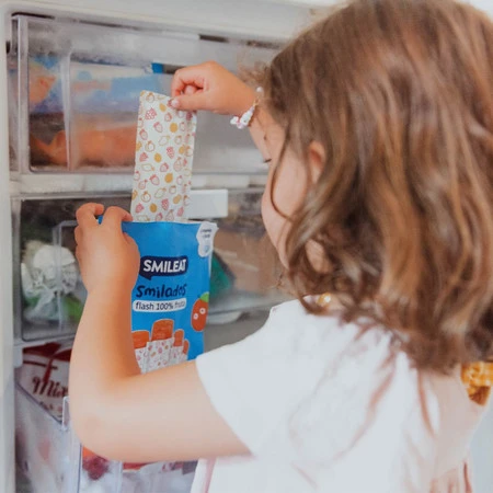Smileat, BIO Smilados, Mus owocowy do mrożenia o smaku moreli i banana, idealny na ząbkowanie 6m+, 5x50g