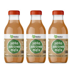 Zestaw: 3x EkaMedica Sok jabłko, pokrzywa, mięta 300ml