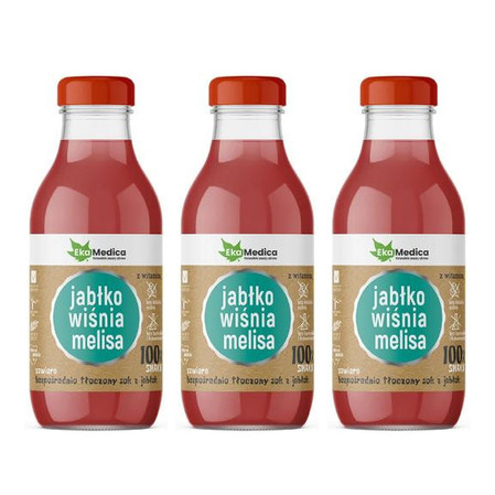 Zestaw: 3x EkaMedica Sok jabłko, wiśnia, melisa 300ml