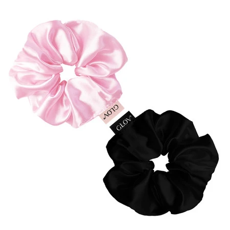 Satin Scrunchies satynowe gumki do włosów S Pink/Black 2szt