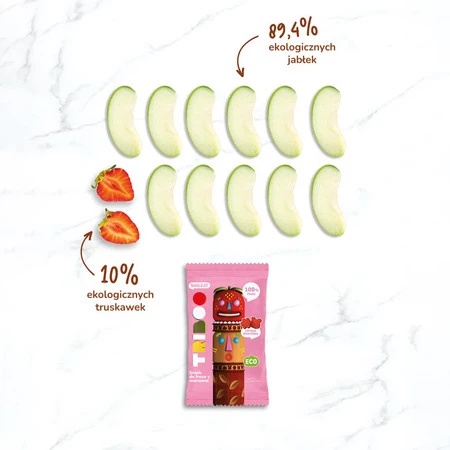 Smileat Triboo, BIO Sminolas, Żelki owocowe bez cukru Jabłko i Truskawka, 25g