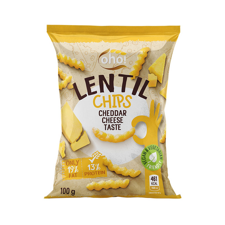Zestaw 2x Chipsy z czerwonej soczewicy o smaku sera Cheddar 100 g