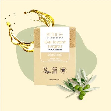 SOLIDE by alphanova, Delikatna kostka do mycia twarzy i ciała, do skóry suchej, 100 g