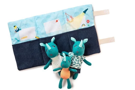 Lilliputiens Mini - przytulanki rodzina nosorożców z rozkładaną matą Nosorożec Marius 2 lata+