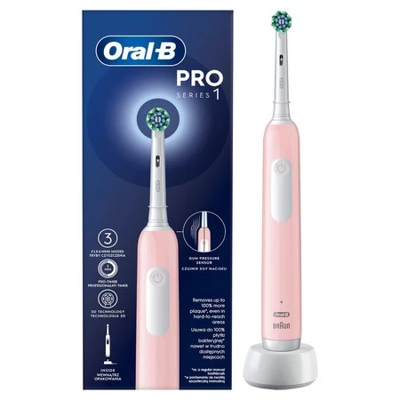 ORAL-B BRAUN SZCZOTECZKA ELEKTRYCZNA PRO1 PINK D305.513.3 (1x rączka, 1x koń., ładowarka)