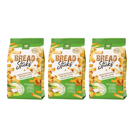 Zestaw: 3x Przekąska z pieczywa o smaku śmietankowo-cebulowym 60 g