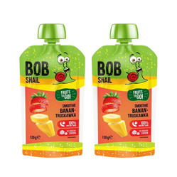 Zestaw: 2x Smoothie bananowo-truskawkowe bez dodatku cukru Bob Snail, 120g
