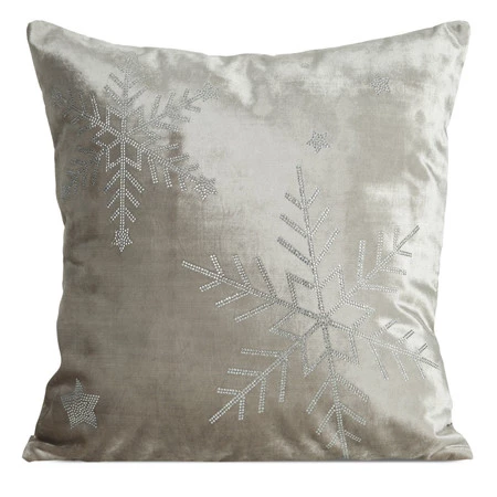 Świąteczna poszewka dekoracyjna z błyszczącym wzorem i ozdobną lamówką, rozm.: 45 x 45 cm, kolor srebrny