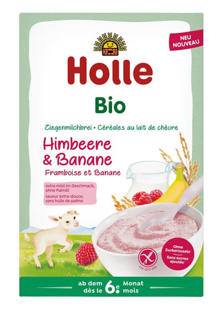 Holle Kaszka Ryżowa Mleczna Malinowo-Bananowa, Bez Dodatku Cukrów, Bezglutenowa, Od 6 Miesiąca, Bio 200g