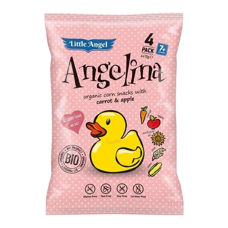 Little Angel − Angelina, chrupki kukurydziane marchew jabłko − 4 x 15 g 
