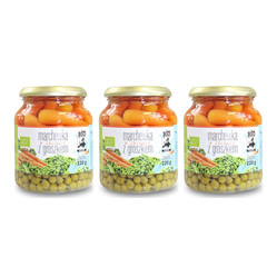 Zestaw: 3x Bio Planet Marchewka w zalewie z groszkiem w słoiku BIO − 340 g / 220 g
