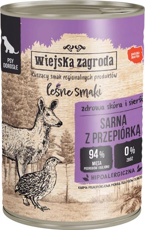 Wiejska Zagroda Leśne Smaki Sarna Przepiórka - mokra karma dla psa -  400g