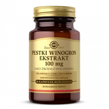  Solgar Pestki z winogron ekstrakt 100 mg antyoksydant 30 kaps.