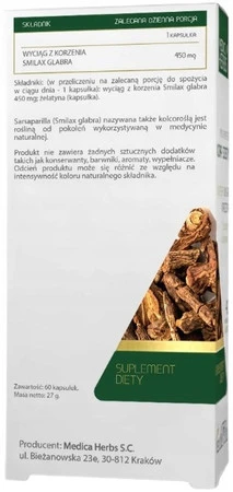 Medica Herbs Sarsaparilla wspomaga oczyszczanie organizmu 60 kaps.