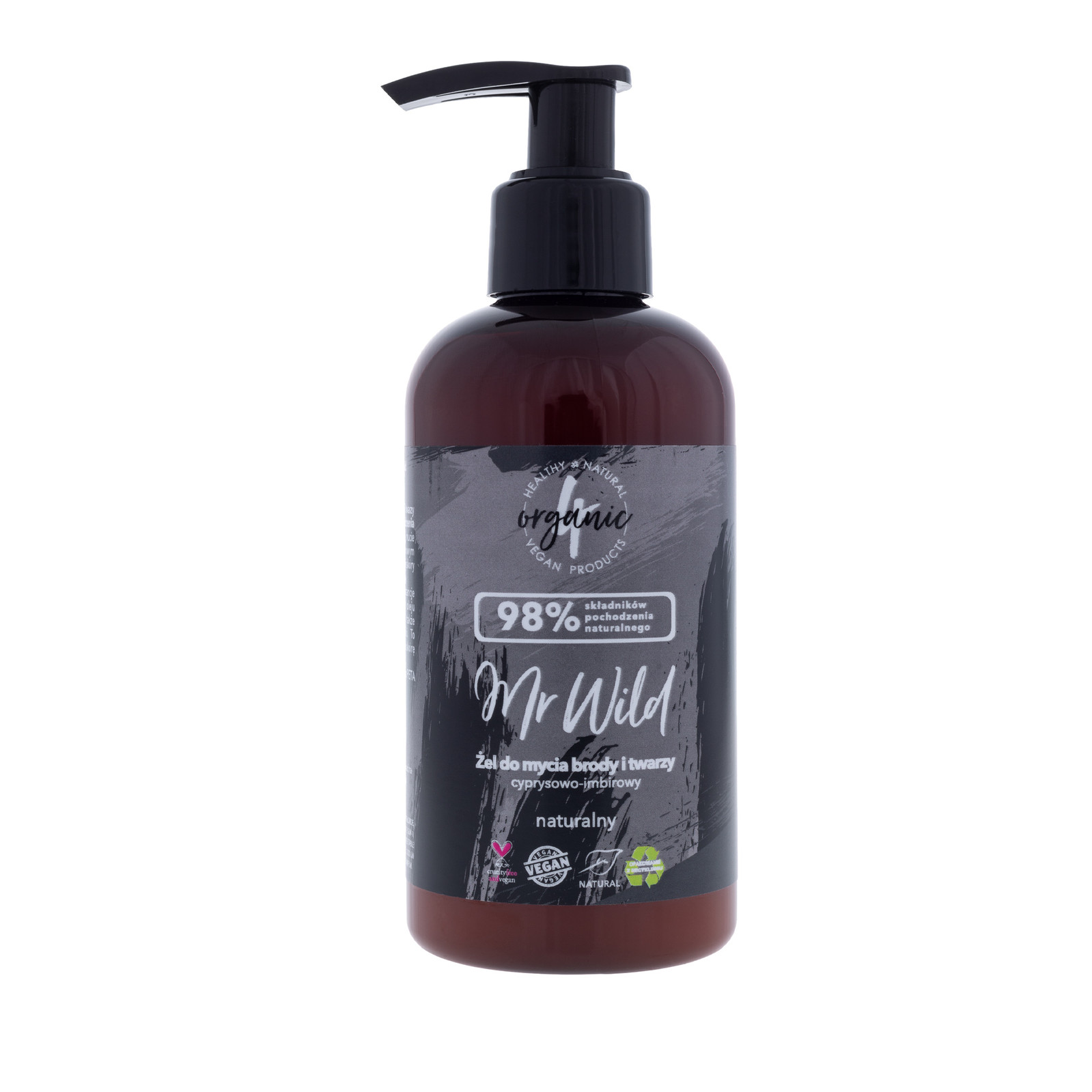 4organic Mr Wild żel do mycia brody i twarzy Cyprysowo-imbirowy 200ml - Nabea.pl