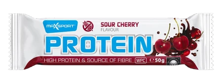 BATON PROTEINOWY WPC O SMAKU WIŚNIOWYM W POLEWIE KAKAOWEJ BEZGLUTENOWY 50 g - MAXSPORT