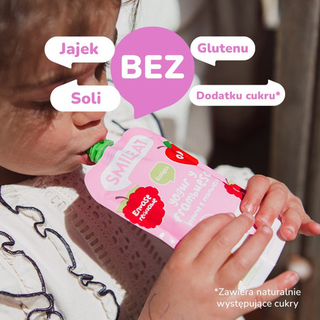 Smileat, BIO Mus z malinami i jogurtem 9m+, 100g
