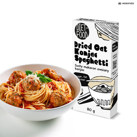 Diet-Food Suchy Makaron Owsiany Shirataki Konjac Spaghetti Bezglutenowy 80g