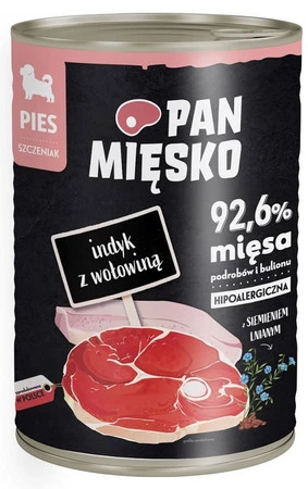 Pan Mięsko Karma mokra dla psa Indyk z wołowiną szczeniaków 400g