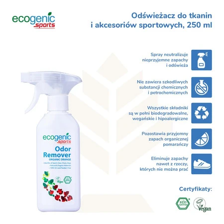 Ecogenic Sports, Odświeżacz do tkanin sportowych, 250 ml
