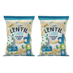Zestaw 2x Chipsy z czerwonej soczewicy o smaku śmietany i cebuli 100 g