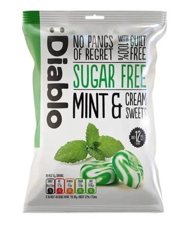 Diablo Cukierki śmietankowe 0% cukru o smaku Mięty 75 g