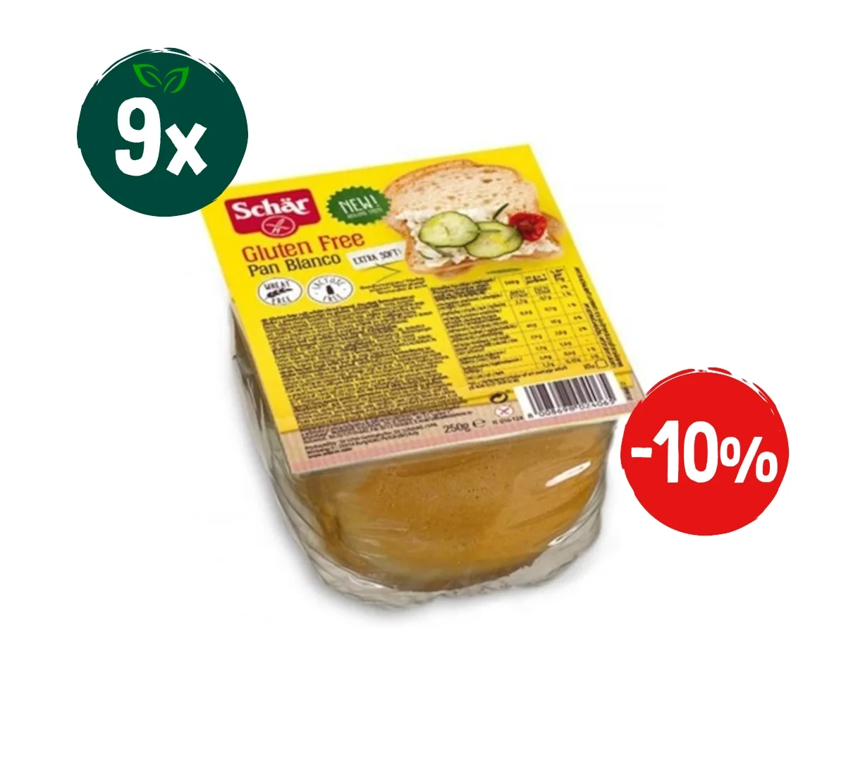 Zestaw: 9x Schar − Pan Blanco, chleb biały bezgl. − 250 g - Nabea.pl