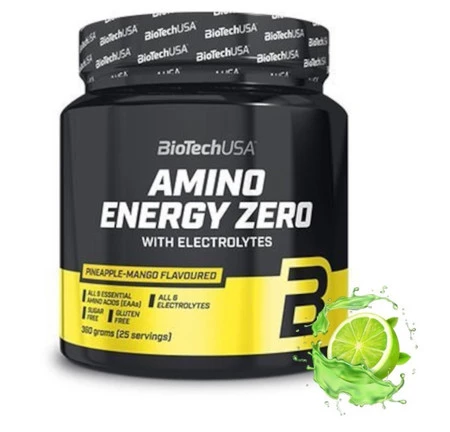 BioTech USA Amino Energy zero with electrolytes Aminokwasy z kofeiną i elektrolitami 360g smak limonka