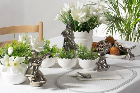 Ozdoba Wielkanocna, Misa ceramiczna, kolor biały, rozmiar 41 x 10 x 13 cm