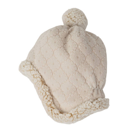 Lodger Dwuwarstwowa zimowa czapeczka z polaru jasnobeżowa Fleece Birch 6-12 m