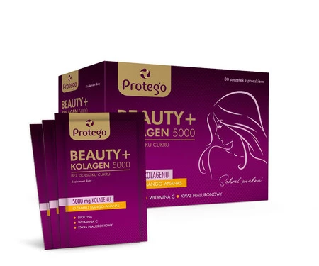 Protego Beauty+ Kolagen na skórę, włosy 30 saszetek smak mango-ananas