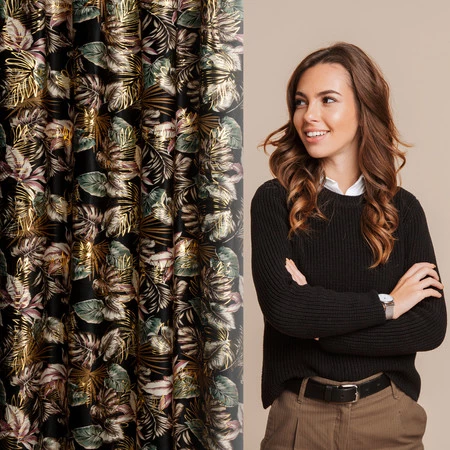 ZASŁONA GOTOWA MAROKO NA TAŚMIE 140 X 270 CM CZARNY