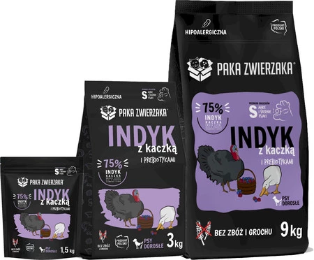 PAKA ZWIERZAKA Indyk z Kaczką S bez zbóż 3kg