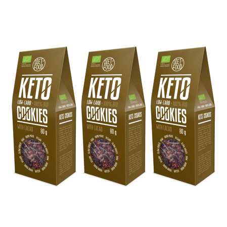 Zestaw: 3x Ciasteczka KETO z kakao BIO 80 g