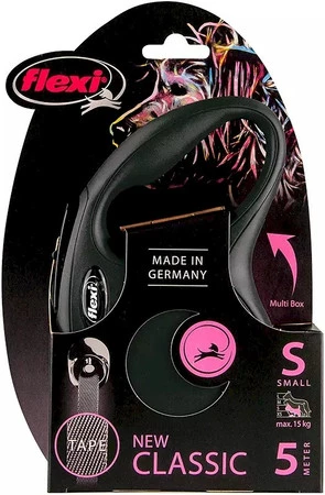 FLEXI NEW CLASSIC Smycz taśmowa S / 5m czarna