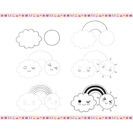 Janod Zestaw kreatywny Rysowanie krok po kroku Modele kawaii 20 rysunków 7+