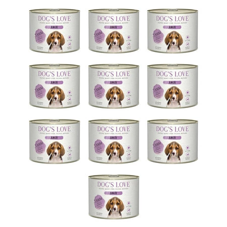 Zestaw 10x DOG'S LOVE Junior Lamm - jagnięcina z dynią i rumiankiem dla szczeniąt (200g)