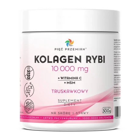 PIĘĆ PRZEMIAN Kolagen rybi truskawkowy + wit. C + MSM 300g