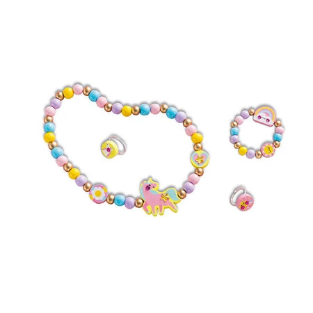 Janod Zestaw kreatywny do tworzenia biżuterii z drewna Tęczowa kraina 4+