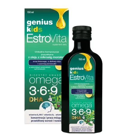 EstroVita Genius Omega 3-6-9 Kids dla dzieci 150 ml smak cytrynowy