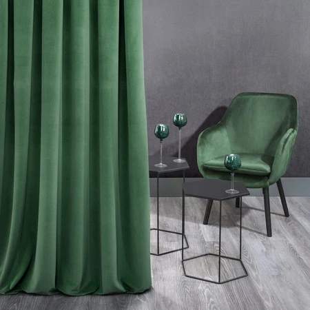 ZASŁONA GOTOWA KRISTI NA TAŚMIE 140 X 270 CM CIEMNOZIELONY