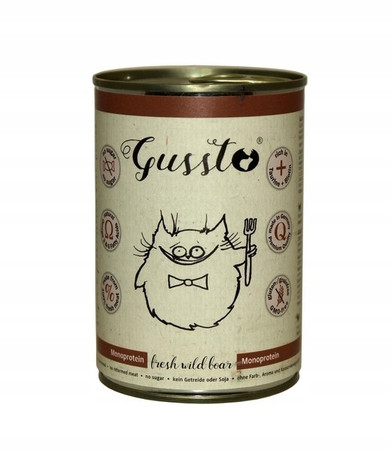 Gussto Świeży Dzik - Mokra karma dla kota Monobiałkowa - 400g